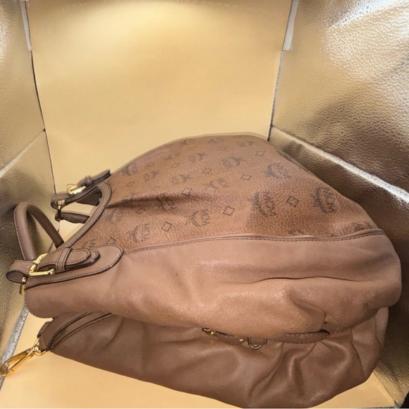 MCM cognac /brown viscose and leather hobo bag - Picture 11 of 17